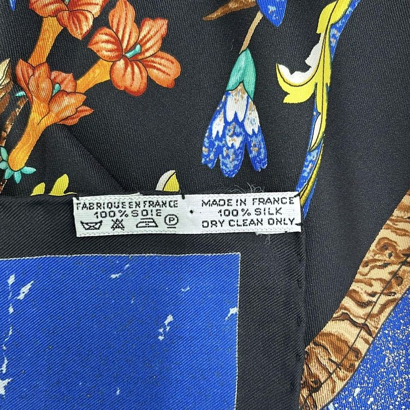 Hermes Scarf Carre 90 Black Blue Multi Pierres D'orient Et D'occident