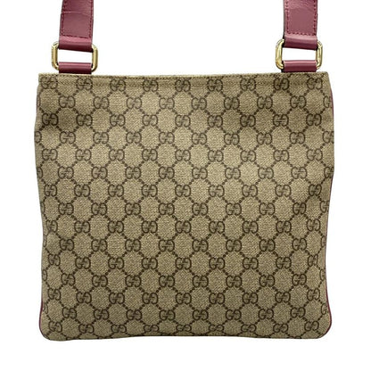 Gucci Shoulder Bag GG Plus Supreme Beige Ebony Pink Flat Messenger Leather