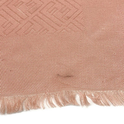 Fendi Shawl Zucca Pattern Pink Wool Silk Scarf