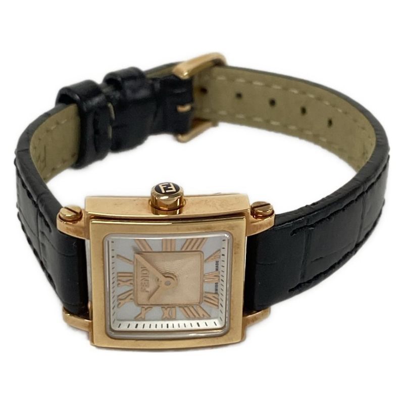 Fendi Watch Leather White Shell Pink Beige