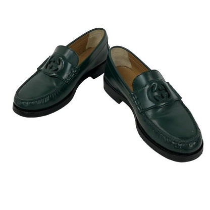 Gucci Loafers 5.5 Interlocking Dark Green Leather