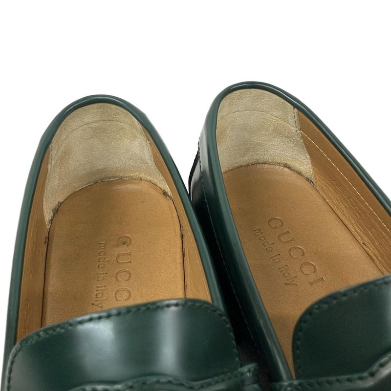 Gucci Loafers 5.5 Interlocking Dark Green Leather
