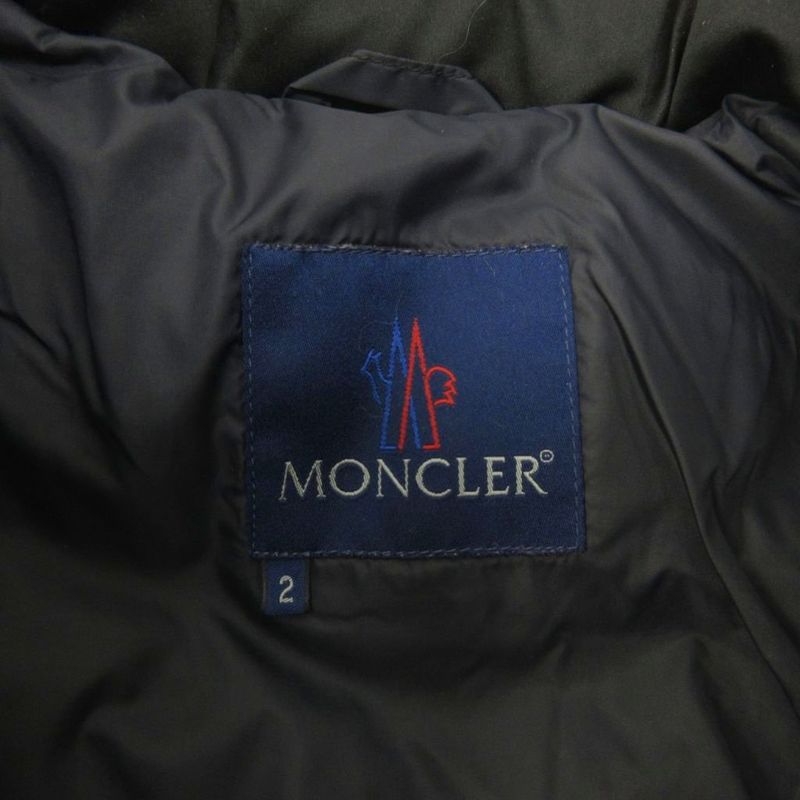 Moncler Blue Tag Norma Afnor Down Coat Zip Up Long Length 2 Black