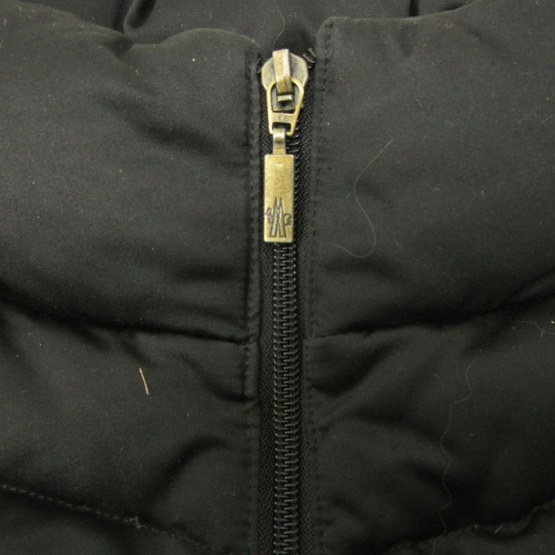 Moncler Blue Tag Norma Afnor Down Coat Zip Up Long Length 2 Black