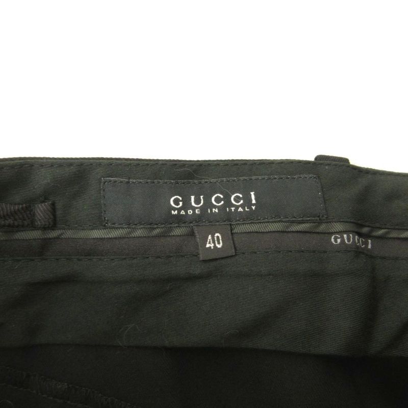 Gucci Tag Era Pants Trousers Straight Pleated 40 Black