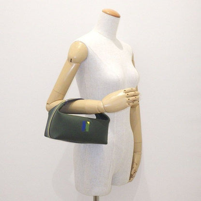 Hermes Handbag Bath Pouch Brid-a-brac PM Pavillon Khaki Cotton Canvas Silver