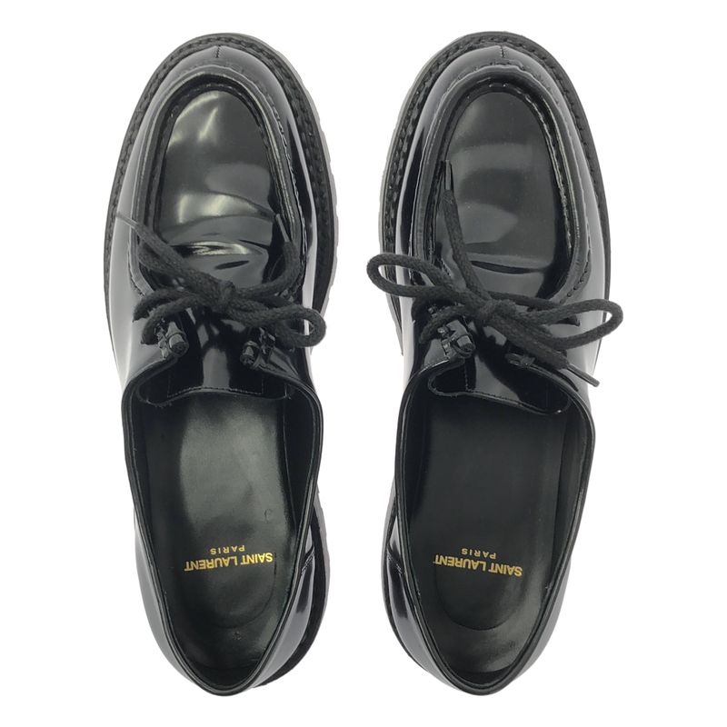 Saint Laurent Patent Leather Lace Up Shoes 40 Black