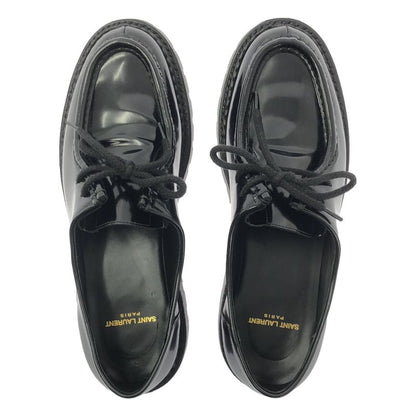 Saint Laurent Patent Leather Lace Up Shoes 40 Black