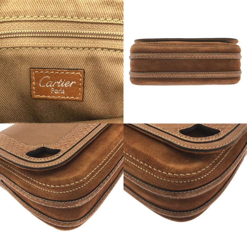 Cartier Suede Marcello de Saddle Bag Brown