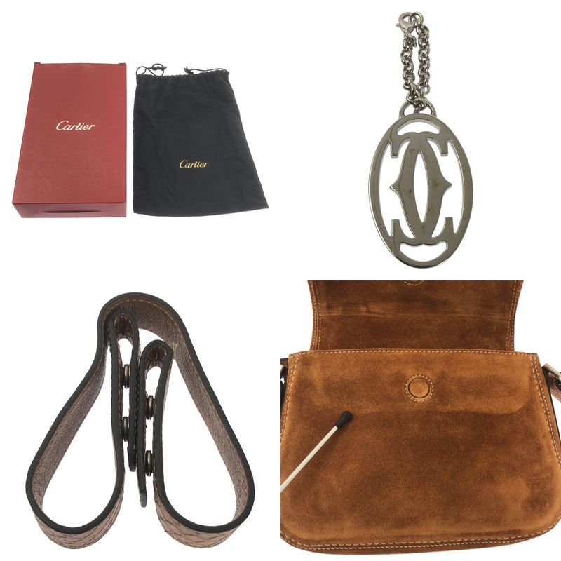 Cartier Suede Marcello de Saddle Bag Brown