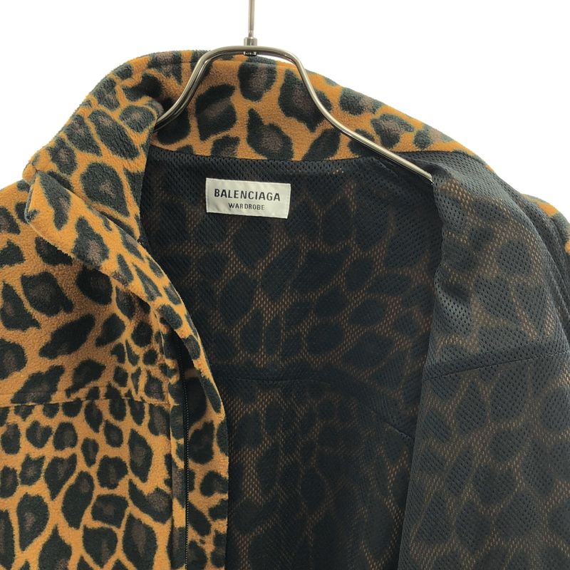 Balenciaga Polyester Leopard Zip Jacket 34 Brown Black