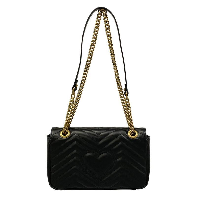 Gucci Shoulder Bag GG Marmont Quilted Small Bag Black Chain Leather