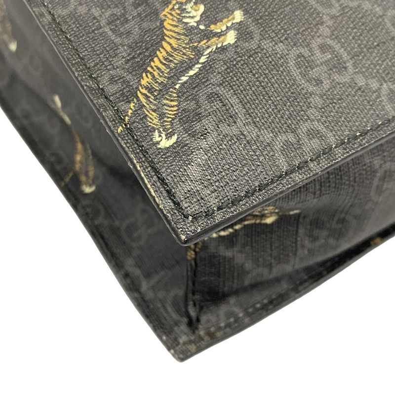 Gucci Tote GG Plus Supreme Dark Gray Black Multi Taiga Print Leather