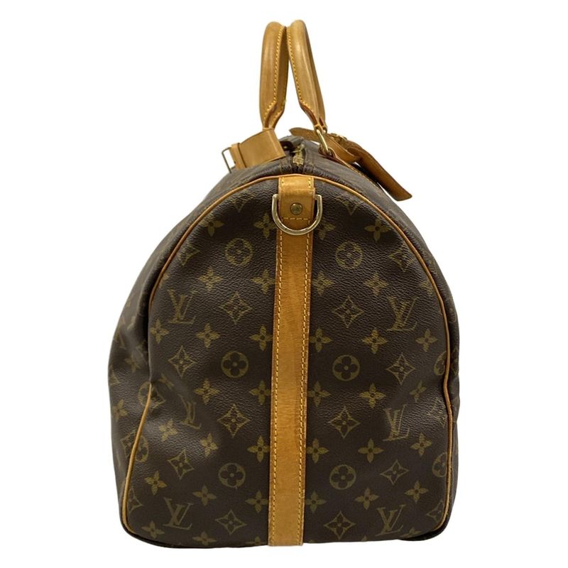 Louis Vuitton Boston Bag Monogram Keepall Bandouliere 55 Name Tag with Initials