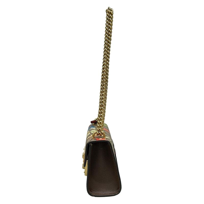 Gucci Shoulder Bag Padlock Small Tian Beige Ebony Multi Chain Leather