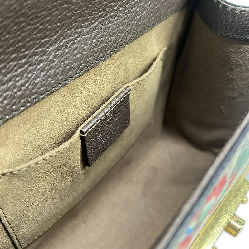 Gucci Shoulder Bag Padlock Small Tian Beige Ebony Multi Chain Leather