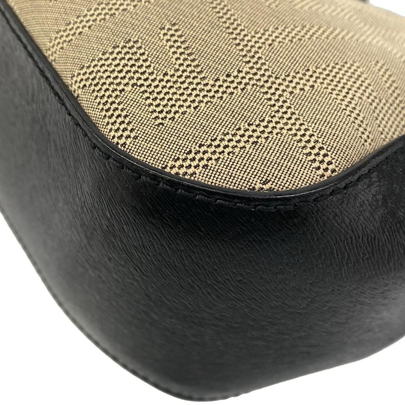 Fendi Handbag Zucca Pattern Beige Black Leather