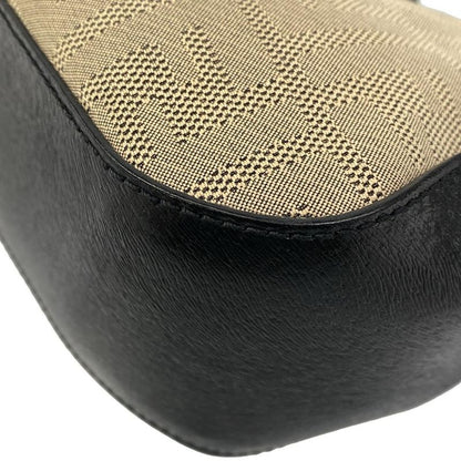 Fendi Handbag Zucca Pattern Beige Black Leather