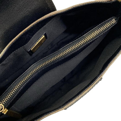 Fendi Handbag Zucca Pattern Beige Black Leather