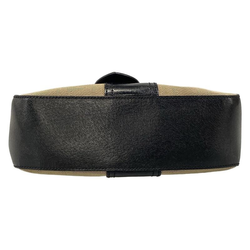 Fendi Handbag Zucca Pattern Beige Black Leather