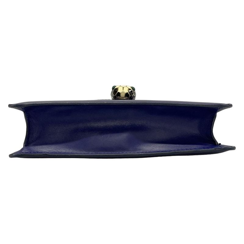 Bvlgari Shoulder Bag Serpenti Navy Blue Chain Leather