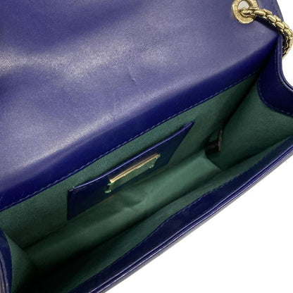 Bvlgari Shoulder Bag Serpenti Navy Blue Chain Leather
