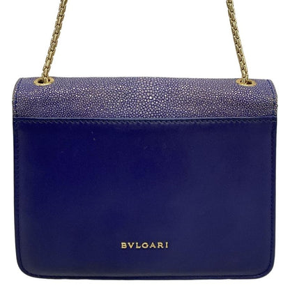 Bvlgari Shoulder Bag Serpenti Navy Blue Chain Leather