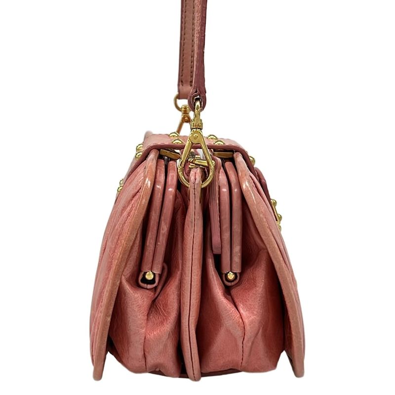 Miu Miu Shoulder Bag Pink Clasp Leather