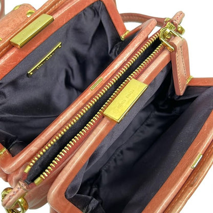 Miu Miu Shoulder Bag Pink Clasp Leather