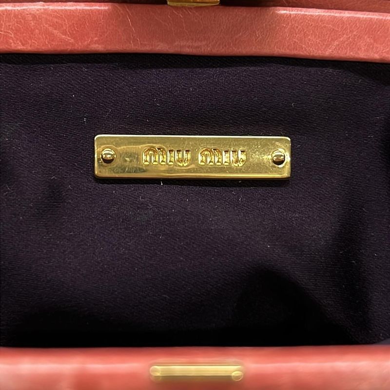 Miu Miu Shoulder Bag Pink Clasp Leather