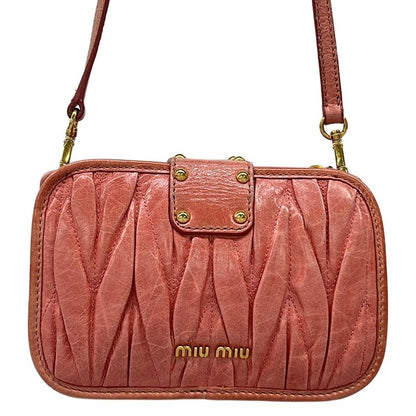 Miu Miu Shoulder Bag Pink Clasp Leather