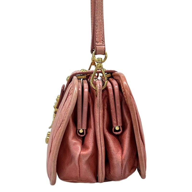Miu Miu Shoulder Bag Pink Clasp Leather