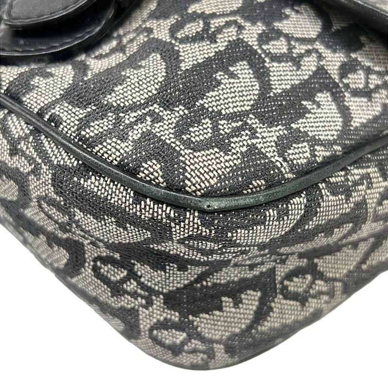 Dior Shoulder Bag Trotter Black Ivory Dark Gray Leather