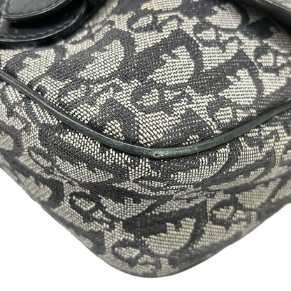 Dior Shoulder Bag Trotter Black Ivory Dark Gray Leather