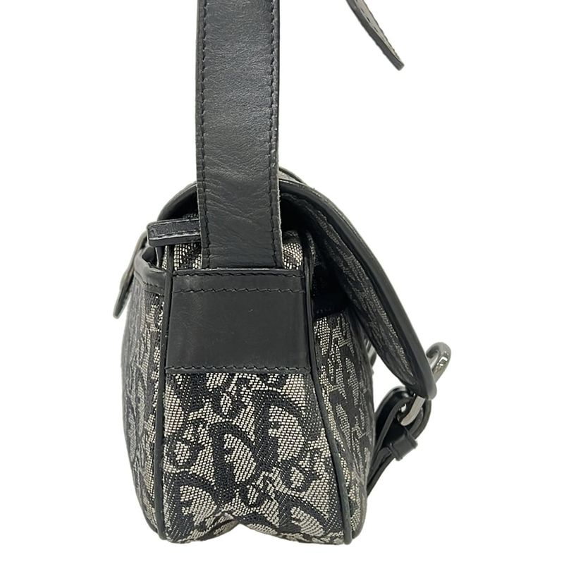 Dior Shoulder Bag Trotter Black Ivory Dark Gray Leather