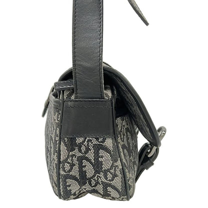 Dior Shoulder Bag Trotter Black Ivory Dark Gray Leather