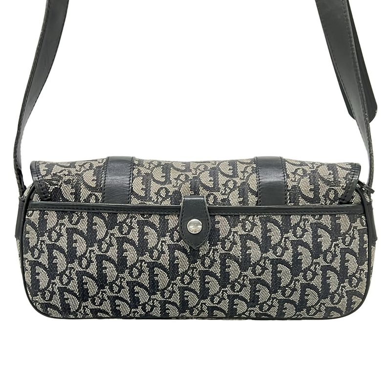 Dior Shoulder Bag Trotter Black Ivory Dark Gray Leather