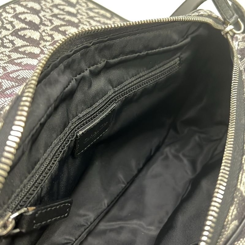 Dior Shoulder Bag Trotter Black Ivory Dark Gray Leather