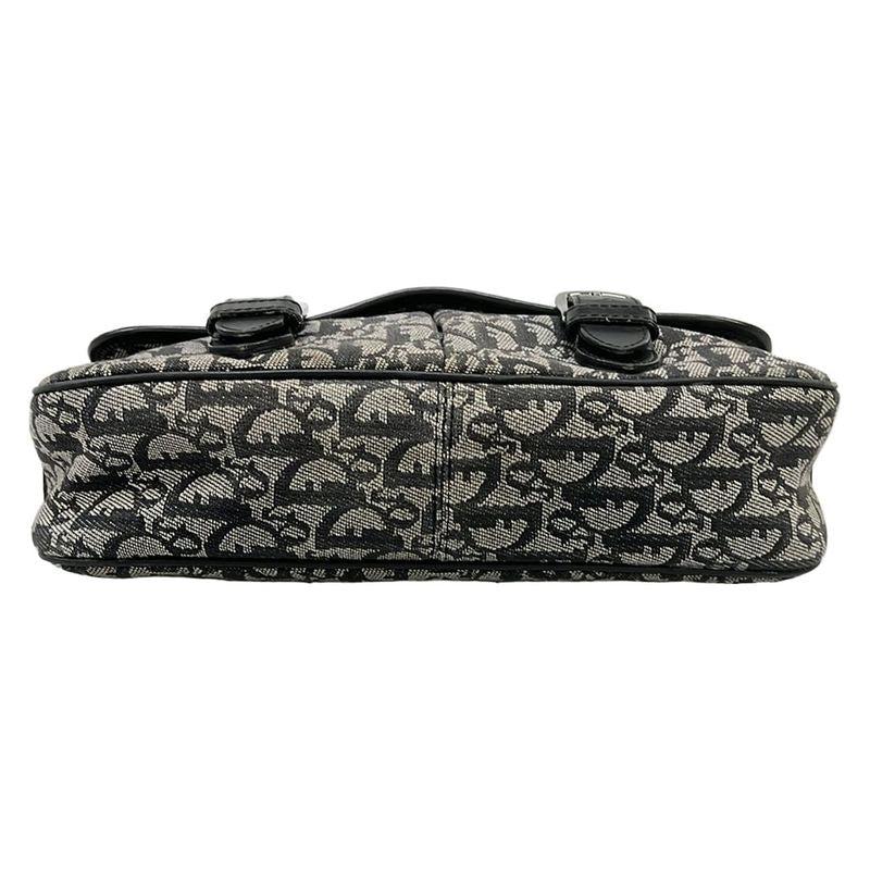 Dior Shoulder Bag Trotter Black Ivory Dark Gray Leather