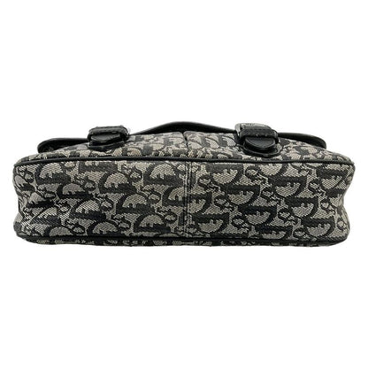 Dior Shoulder Bag Trotter Black Ivory Dark Gray Leather