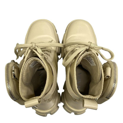 Prada Short Boots Monolith Beige Re-Nylon Leather