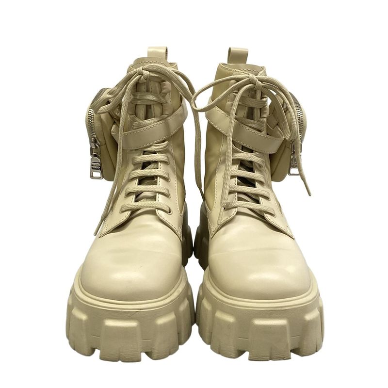 Prada Short Boots Monolith Beige Re-Nylon Leather