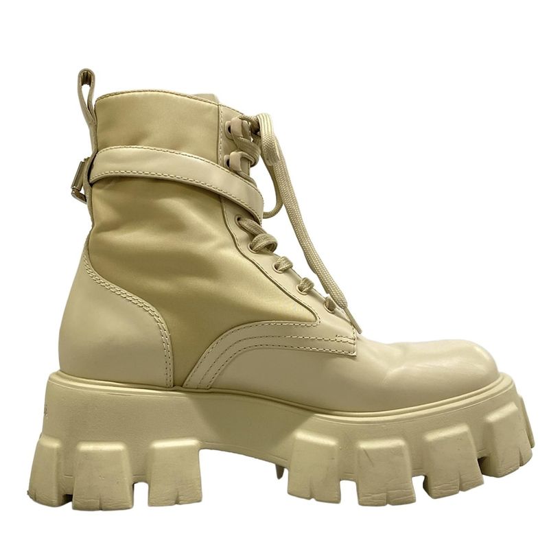 Prada Short Boots Monolith Beige Re-Nylon Leather