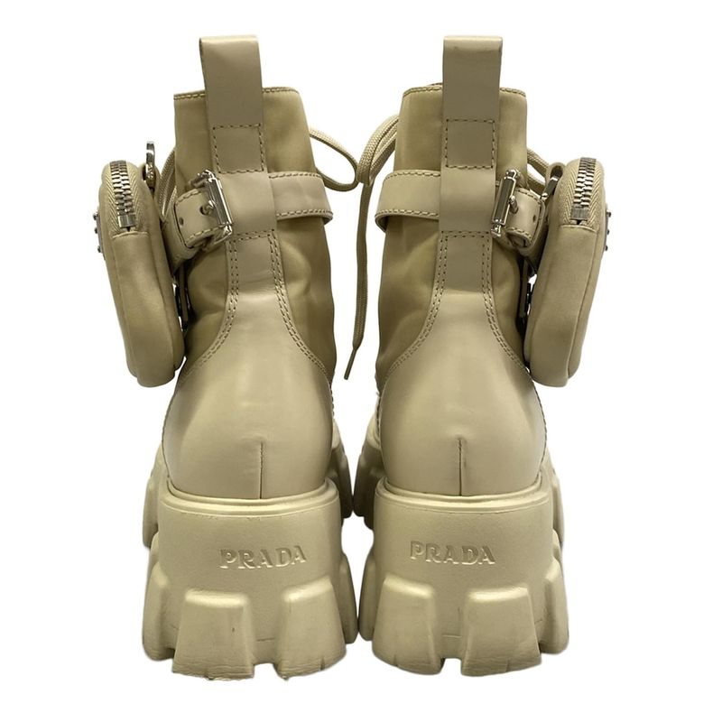 Prada Short Boots Monolith Beige Re-Nylon Leather