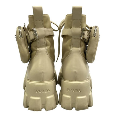 Prada Short Boots Monolith Beige Re-Nylon Leather