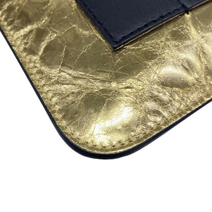 Chanel Clutch Gold Black Silver Je Ne Suis Pas en Solde Lambskin