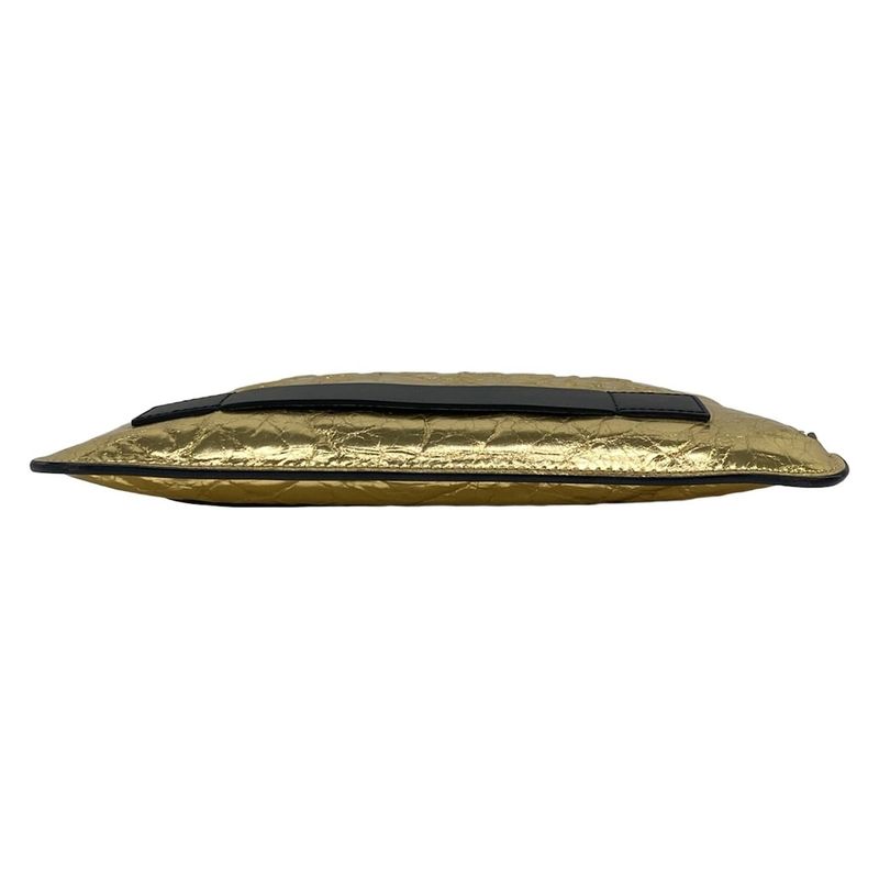 Chanel Clutch Gold Black Silver Je Ne Suis Pas en Solde Lambskin