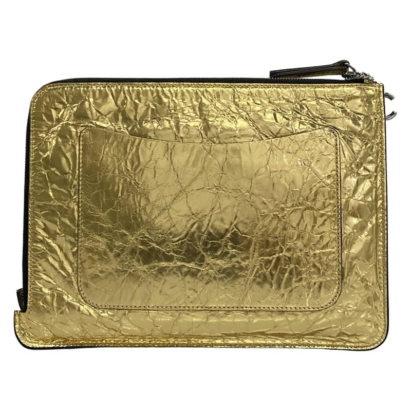 Chanel Clutch Gold Black Silver Je Ne Suis Pas en Solde Lambskin