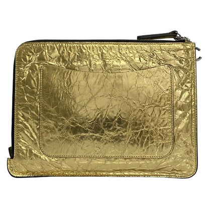 Chanel Clutch Gold Black Silver Je Ne Suis Pas en Solde Lambskin