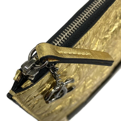 Chanel Clutch Gold Black Silver Je Ne Suis Pas en Solde Lambskin